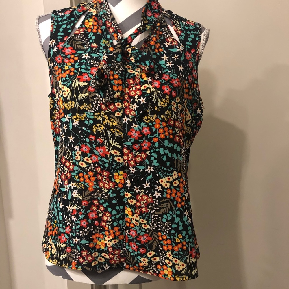 New York & Company Black Floral Blouse